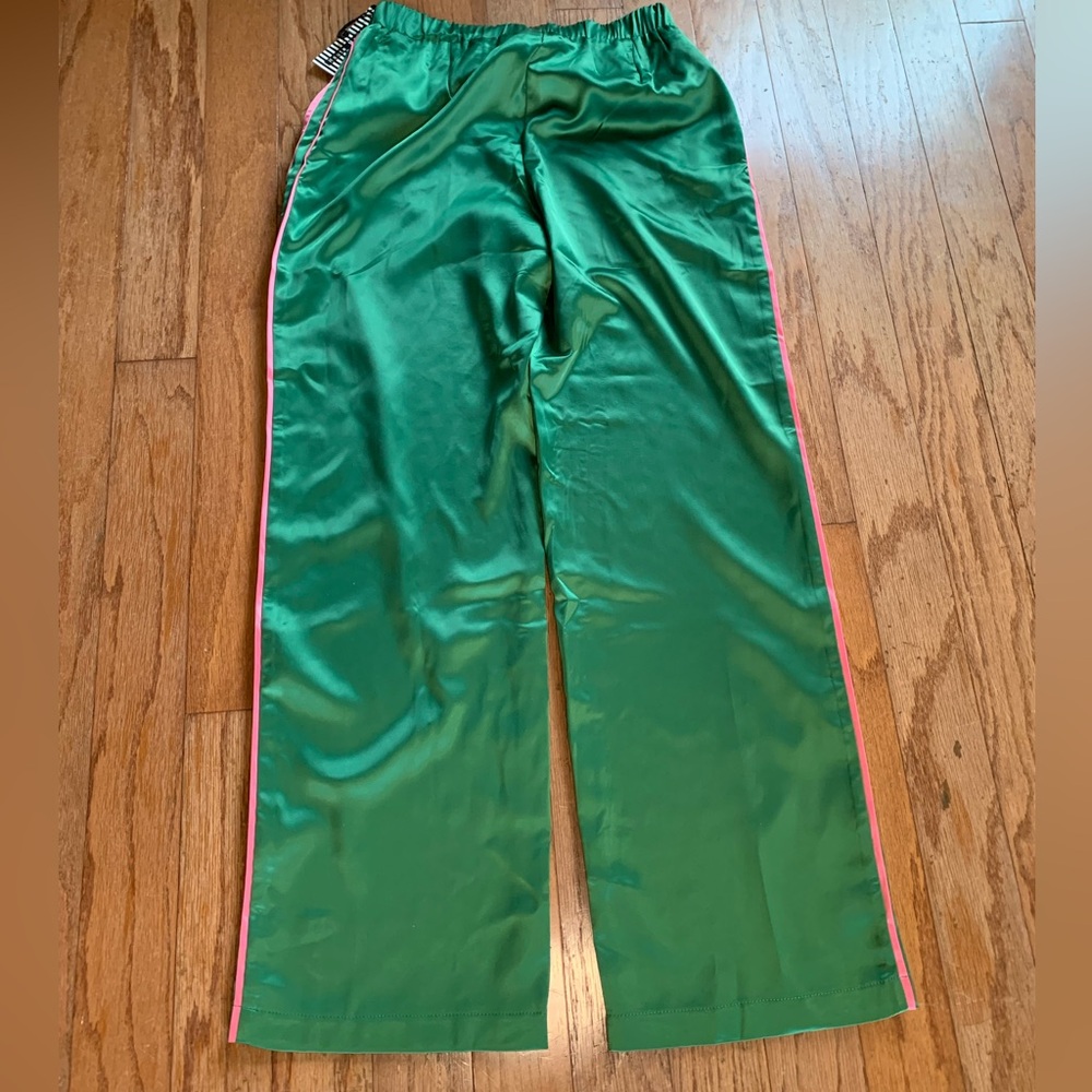Haute Monde Pink and Green Satin Pants - Picture 3 of 8